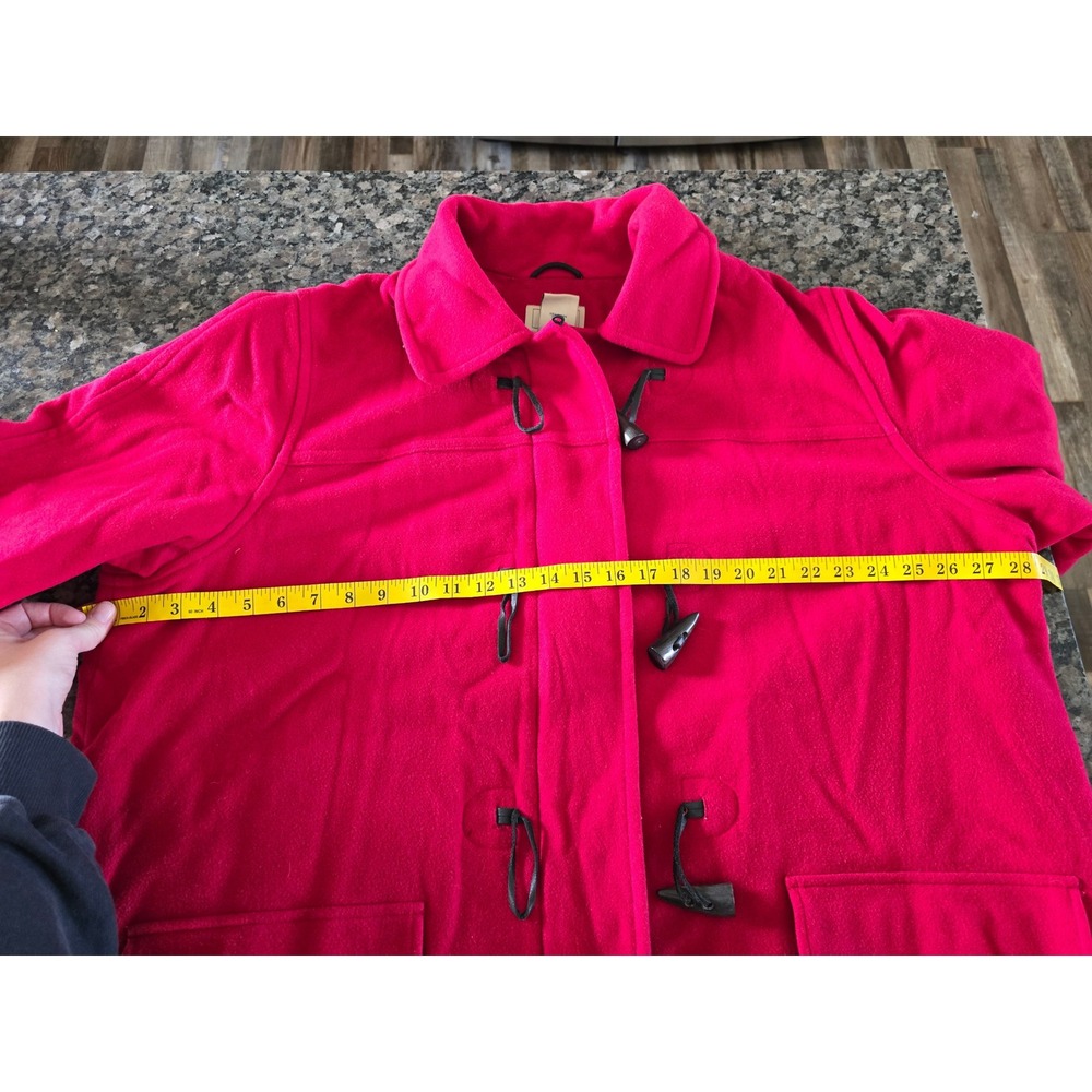 Vintage LL Bean Womens 3X Red Wool Blend Toggle Duffle Coat Jacket Preppy Classy - Picture 12 of 13